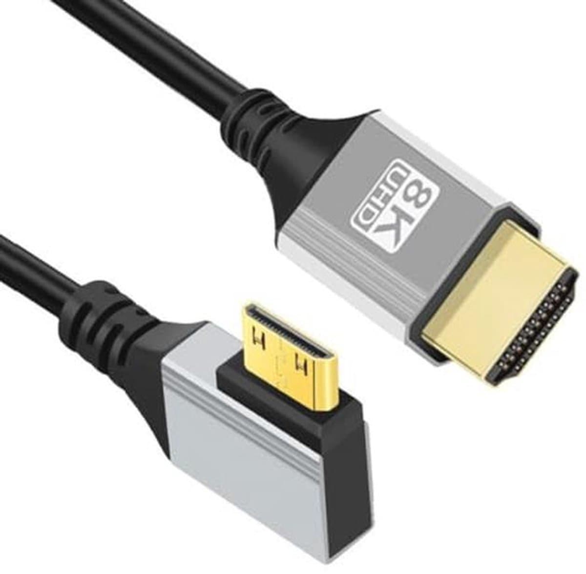 HDMI 2.1 Kabel 90 Graden Hoek 8K@60Hz 4K@120Hz Ultra Hoge Snelheid 48Gbps 1.64FT/0.5m