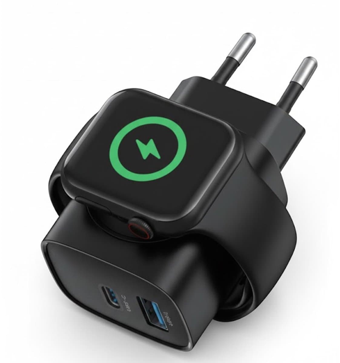 GMB 2-in-1 Apple Watch oplader 20W - 2 poorten USB C oplader PD & QC snellader voor Apple Watch, Tablet en Smart phone- Draadloze oplader - Wireless Charger voor Smart Watch - Zwart