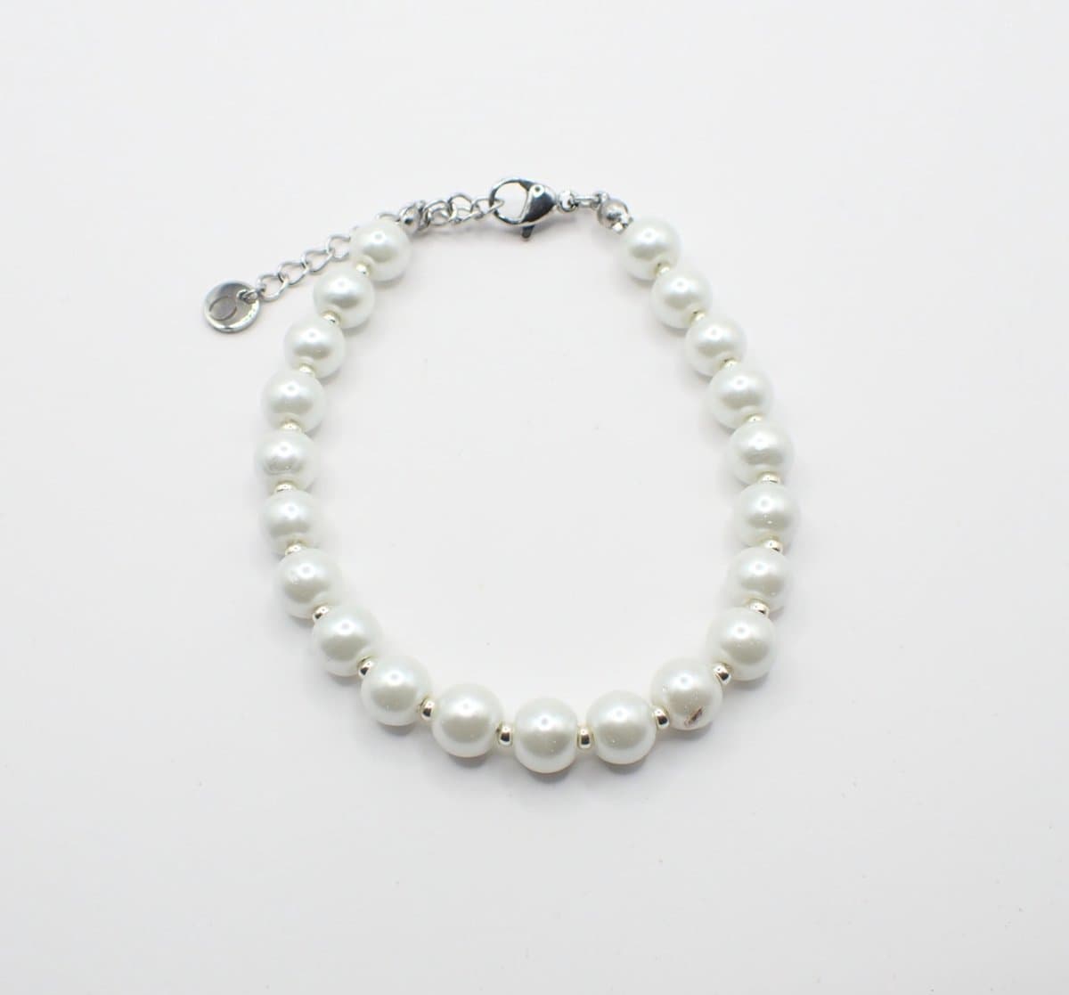 Colure® armband glasparels white 6mm zilveren Miyuki gecombineerd
