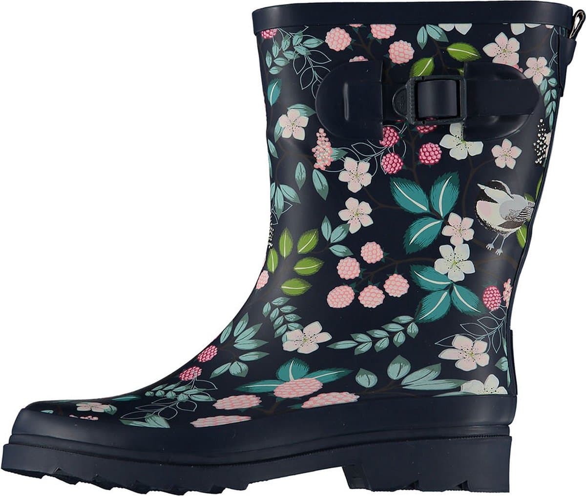 XQ Footwear - Regenlaarzen - Rubber laarzen - Dames - Festival - Bloemenprint - Rubber - donkerblauw - Maat 41