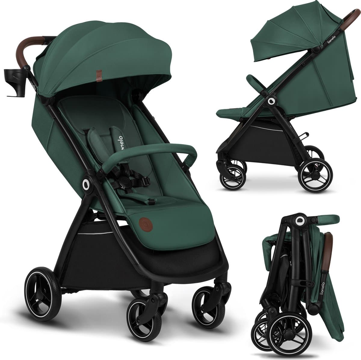 Lionelo Ingrid Buggy - Kinderwagen tot 22 kg - Auto-Folding Systeem - 360° EVA Wielen - XXL Luifel met UPF50+ - Verstelbare Rugleuning en Voetsteun - Panoramisch Ventilatiepaneel - Bekerhouder en Mand