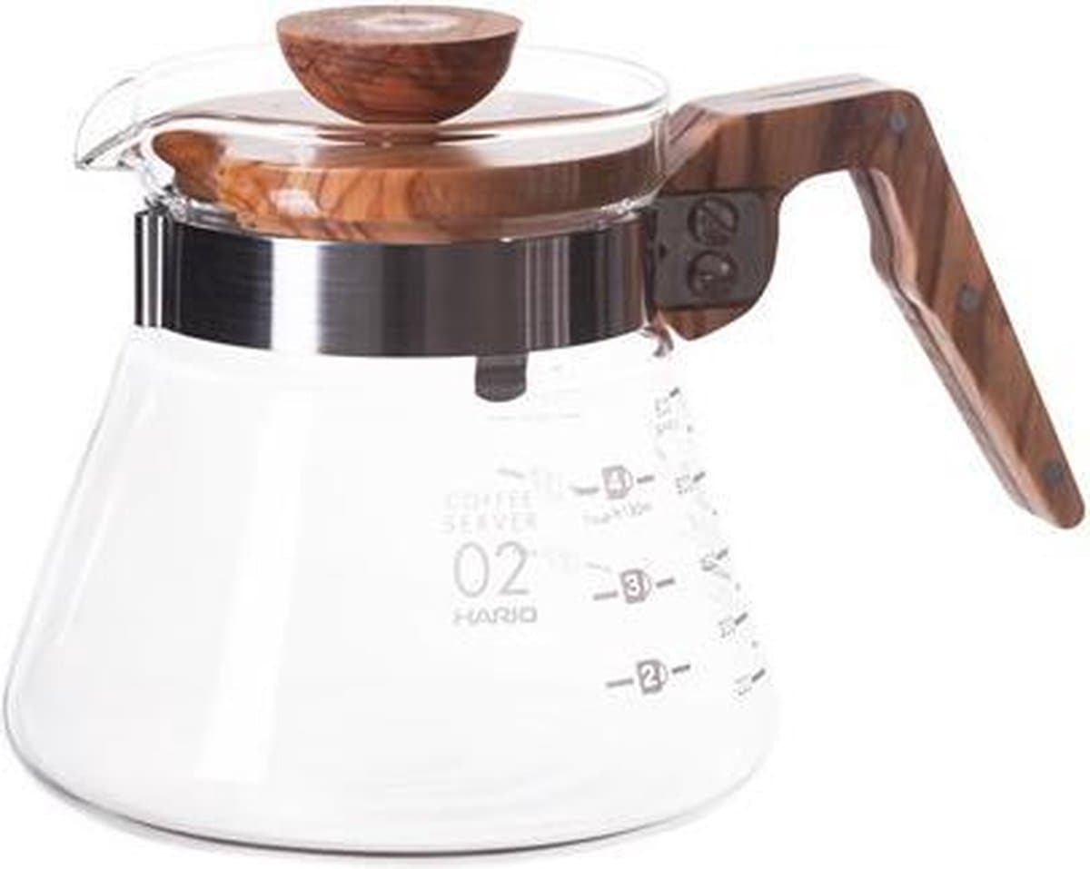 Hario V60 Coffee Server 600 Glas met Olijfhout - 600ml
