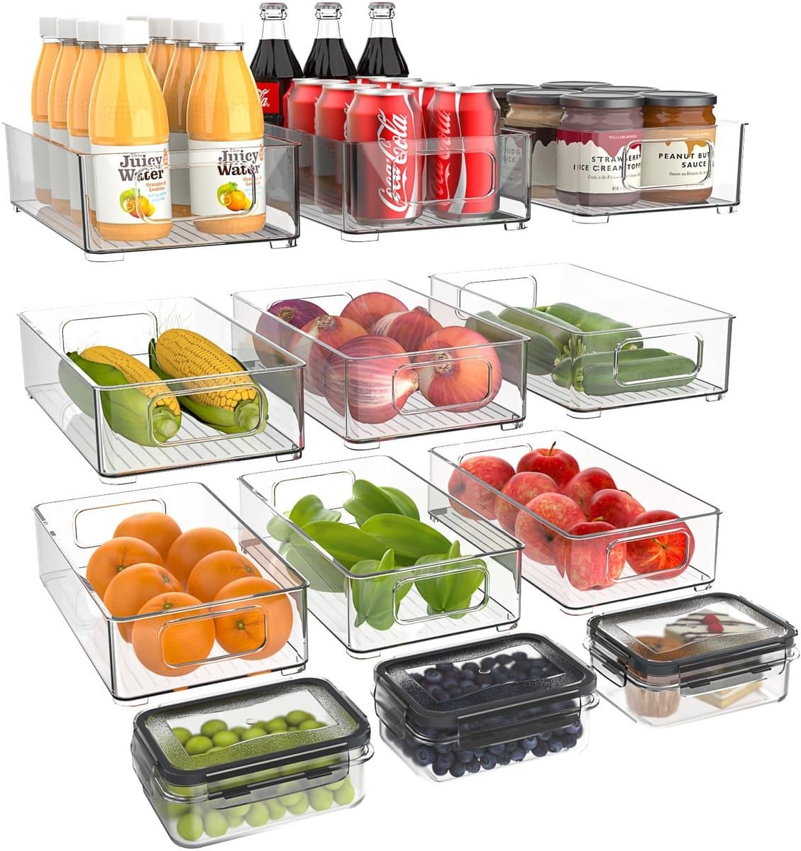 Dailygoods - Koelkast-organizer Set - Stapelbare Opbergdozen voor Keuken en Koelkast (12 Stuks)