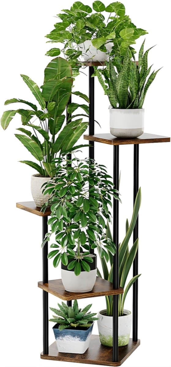 Ploutos® Plantenrek - Decoratieve Plantenstandaard - Plantenstandaard Binnen - Bruin - 47cm x 47cm x 107cm