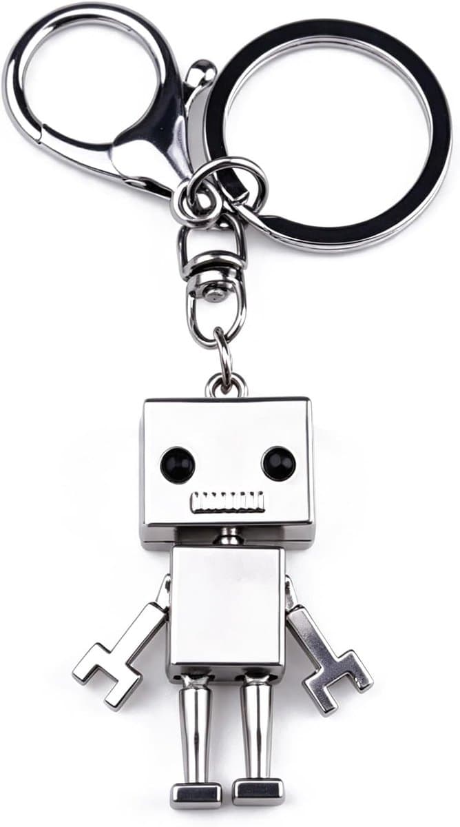 Sleutelhanger Leuke Creatieve Robot Model Sleutelhanger Legering Metalen Sleutelhanger Sleutelhanger, Kerstmis/Verjaardagscadeau voor Mannen en Vrouwen Zilver, Zilver, S