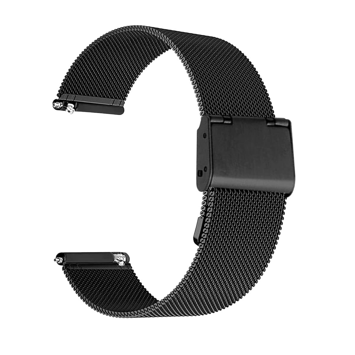Dailygoods - Universele horlogeband 22 mm - premium roestvrij staal met mesh en quick release gesp - voor smartwatches en traditionele horloges - zwart, 22mm, Roestvrij staal, Geen sieraden