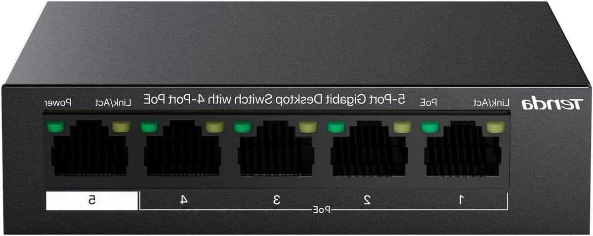 PoE Switch - Netwerk Switch - Camera's Aansluiten - 6kV Surge Protection - 5 Poorten - Zwart