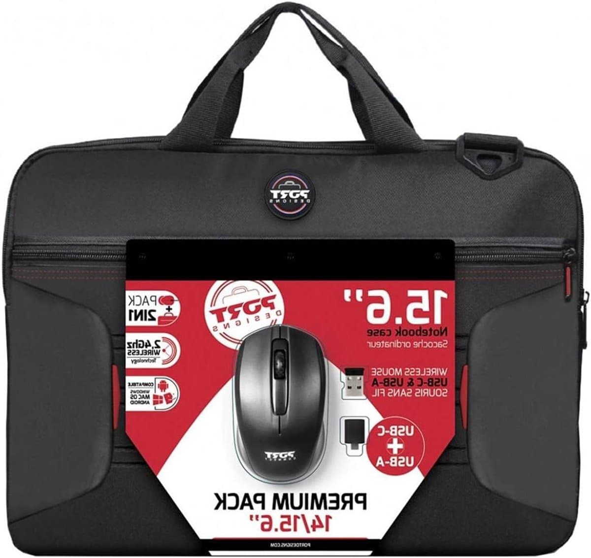 Laptoptas met Muis - Accessoireset Laptop - Mobiel Werken - Draadloze Muis - 14/156 inch - Zwart