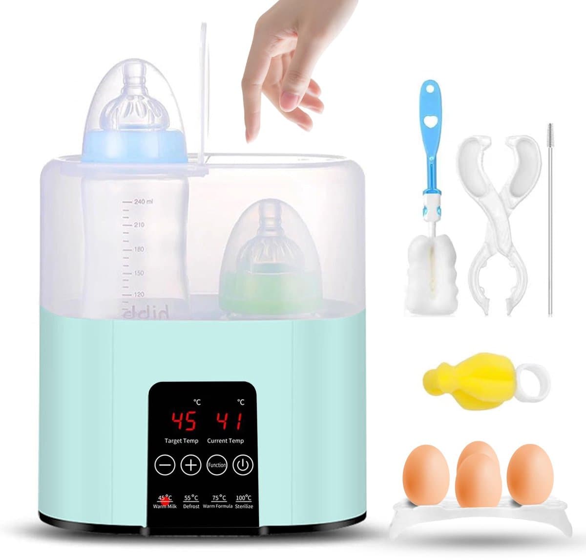 SnelShoppen - Multifunctionele flessenwarmer voor baby's met touchscreen, dubbele stoomsterilisator, ontdooifunctie, warmhoudfunctie, geschikt voor al