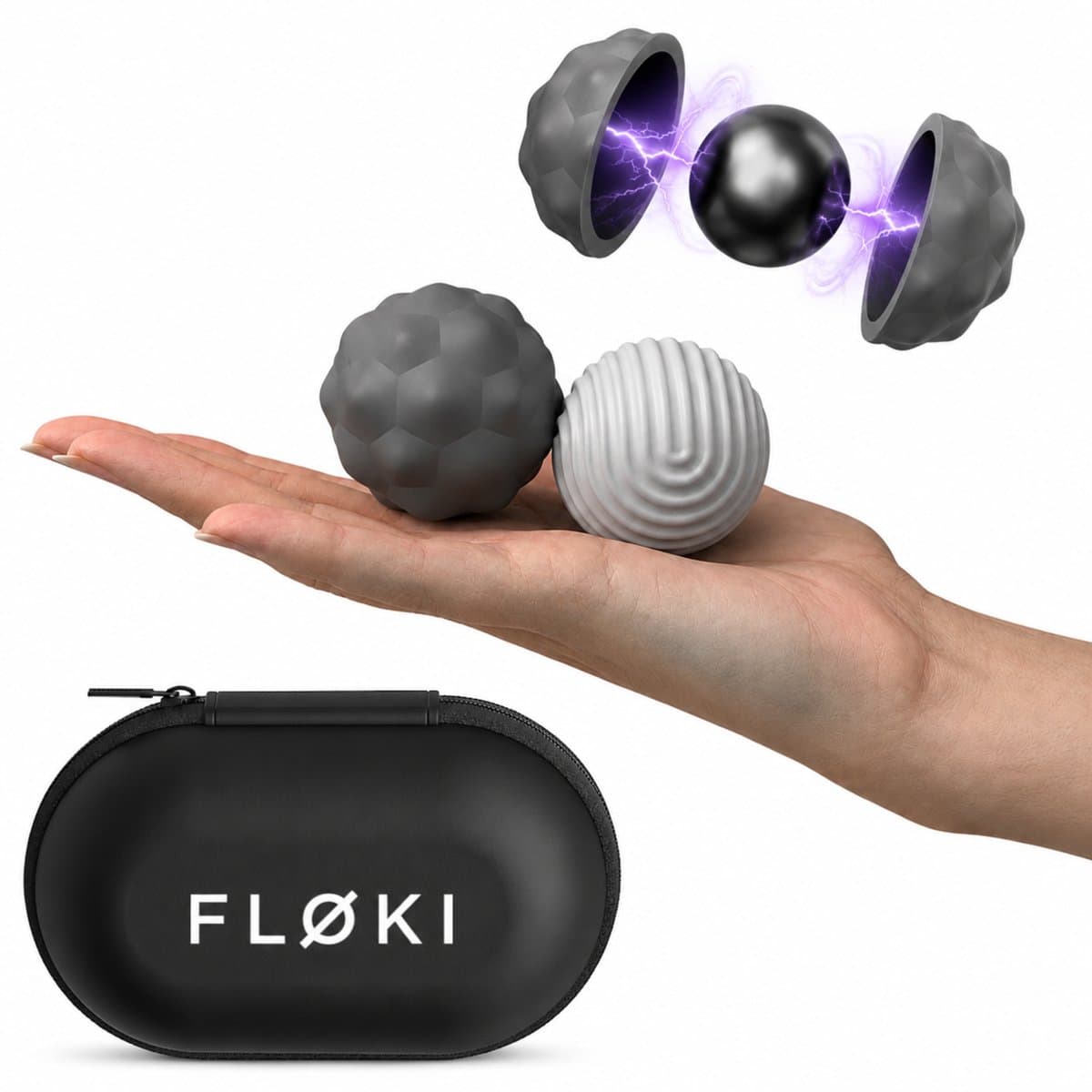 Floki® XL Magnetische Stressballen voor Volwassenen - Extra Groot 4 cm Focusballen - Fidget Toys - Magneetballetjes - Anti-stress Knijpbal met Etui - Set van 2
