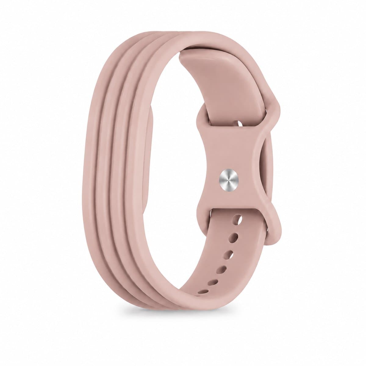 Celaris Siliconen Sportbandje Geschikt voor Fitbit Air – Smal Ribbel Design – Oudroze