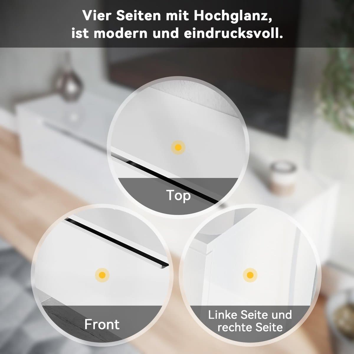 Hangend TV Meubel 140 cm met LED Verlichting – Hoogglans Wit TV Kast Lowboard met Soft-Close Deuren & Afstandsbediening – Modern Wand TV Meubel 12 Kleuren Instelbaar – House&Garden GTV009W-2
