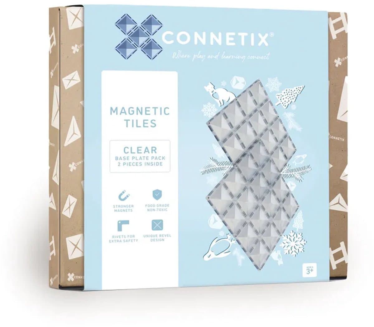 CONNETIX - Magnetisch Tegels - Transparante Basisplaat Pakket - 2 Stuks - Magnetisch Speelgoed