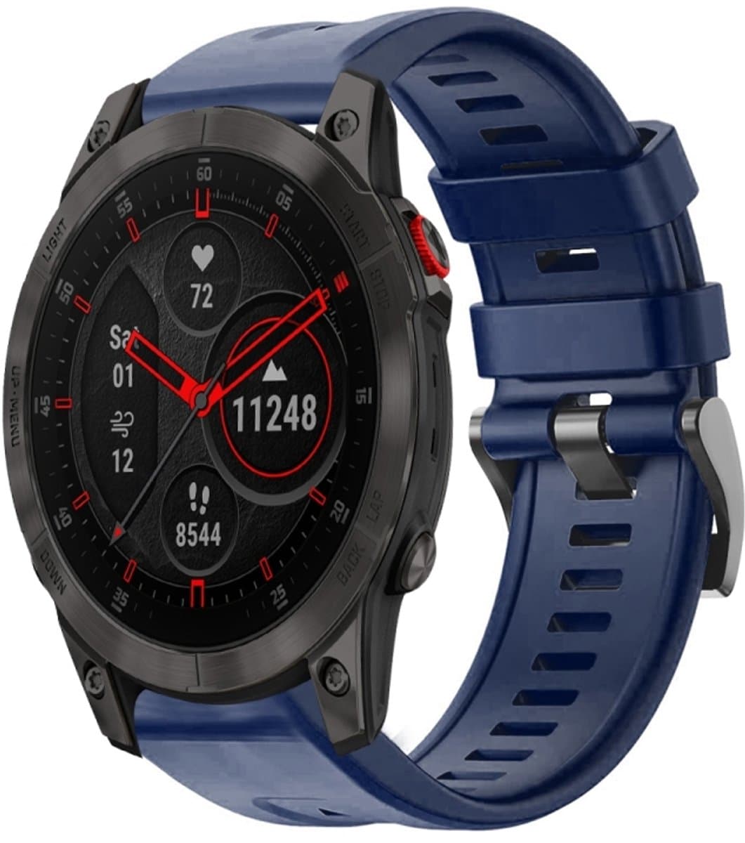 Voor Garmin EPIX Gen 2 metalen gesp effen kleur siliconen horlogeband (marineblauw)