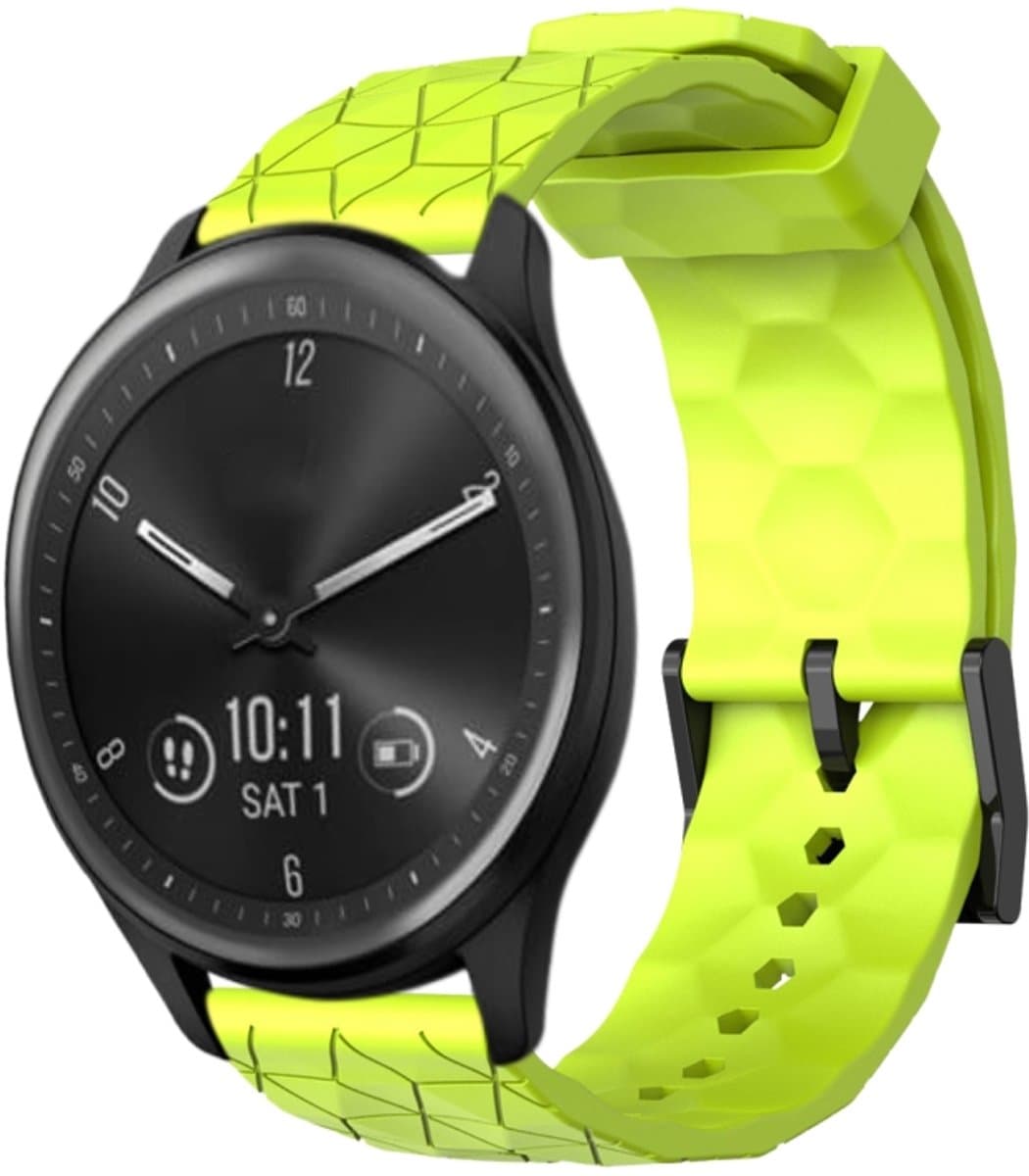 Voor Garmin Vivomove Sport 20 mm voetbalpatroon effen kleur siliconen horlogeband (limoengroen)