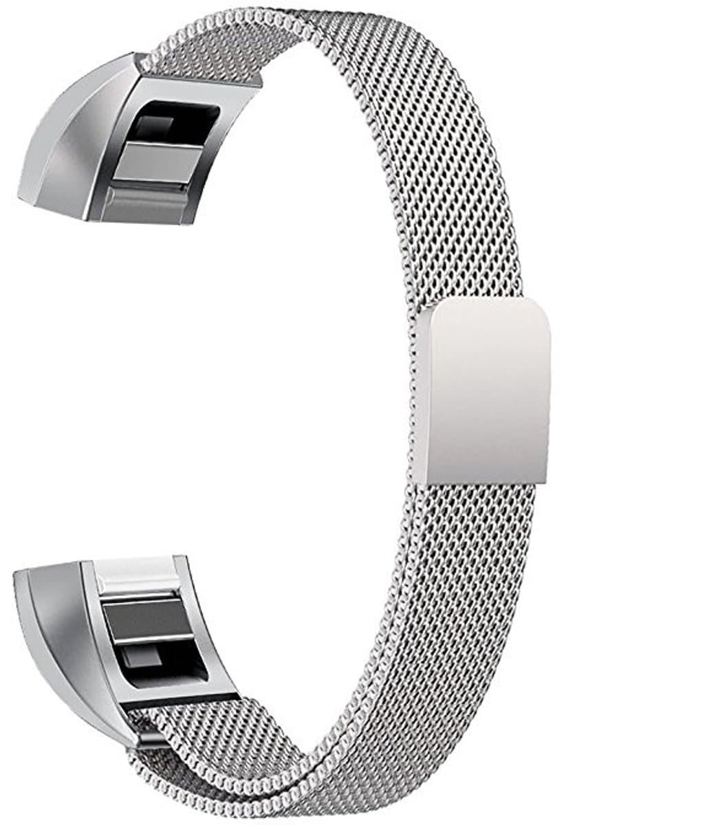 Magnetische polsband van roestvrij staal voor FITBIT Alta, maat: groot, 170-236 mm (zilver)