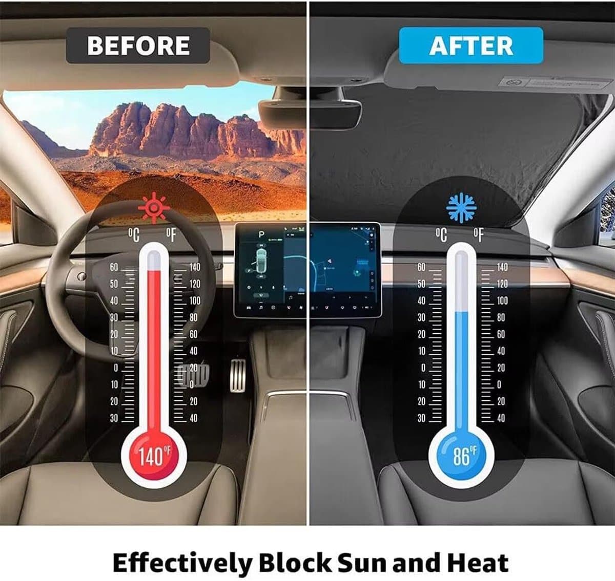 Voorruit Zonnescherm - Auto Vizier - Auto Koel Houden - Dubbelzijdig Reflecterend - 1 Stuk - Zilver