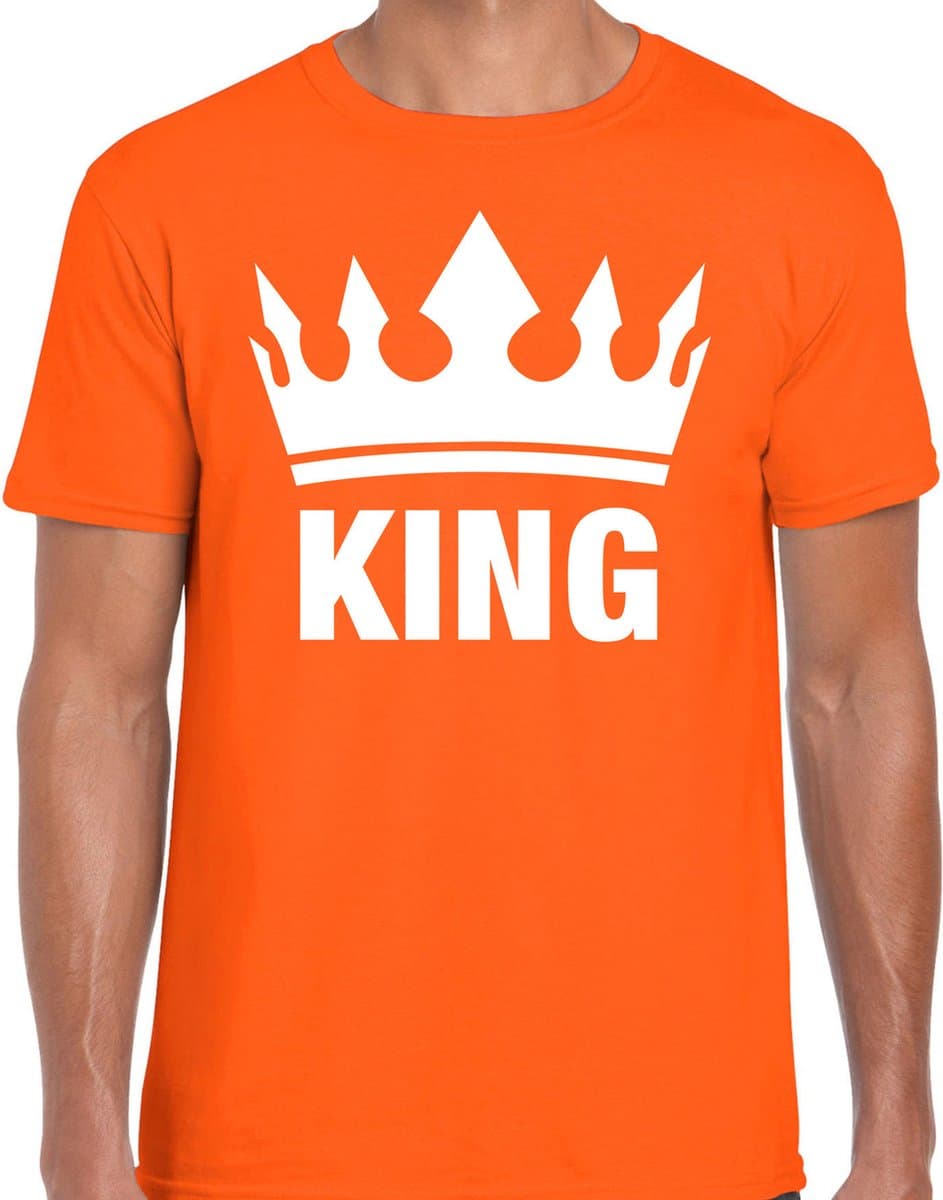 Bellatio Decorations Koningsdag t-shirt voor heren - King - oranje - feestkleding S