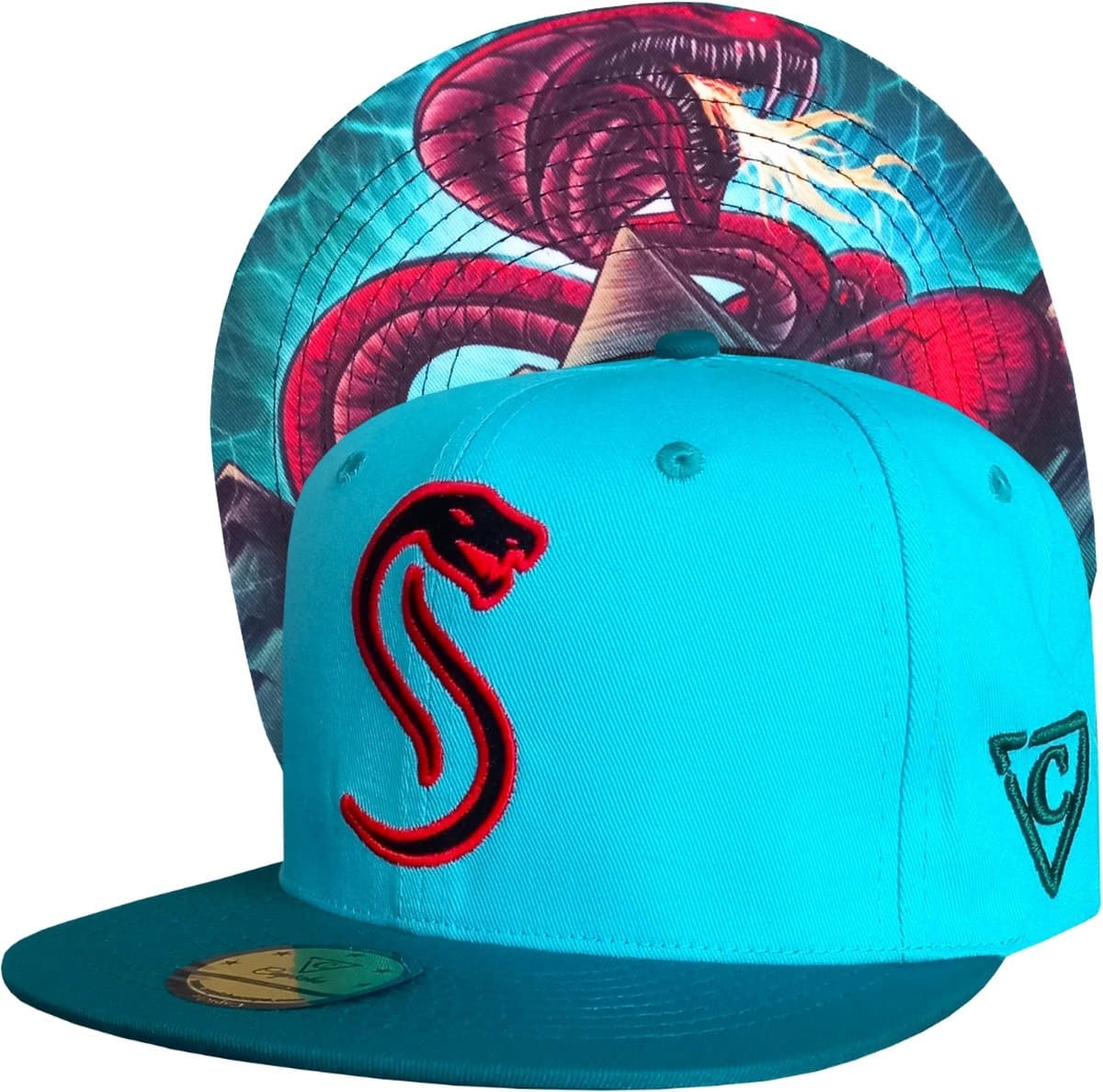 Capiche® Snapback Pet – Vuur Slang – Blauw – Verstelbaar met Druksluiting – Slangen Pet – Pet Mannen – Fire Snake