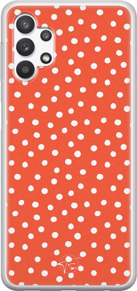 Hoesje geschikt voor Samsung Galaxy A32 5G - Oranje stippen - Soft Case - TPU - Gestipt - Oranje - Mooie Telefoonhoesjes