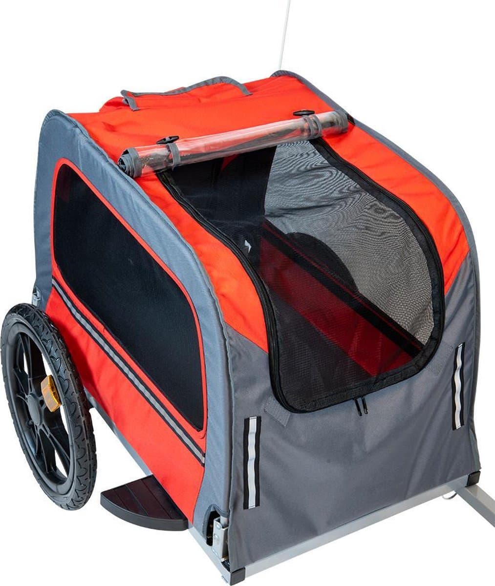 Animal-Boulevard-Huisdierenfietskar-M-130x63x78-cm-rood-en-grijs