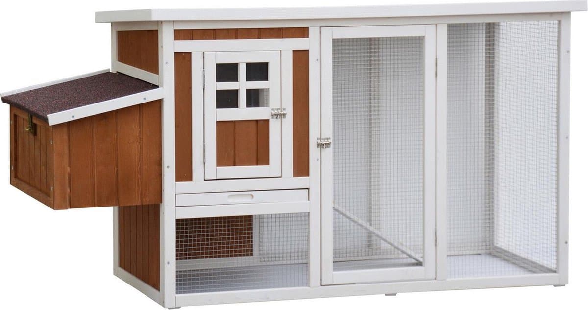 Homestyle Kippenhok Mansion - Kippenhok - 168x65x88 cm Naturel Wit