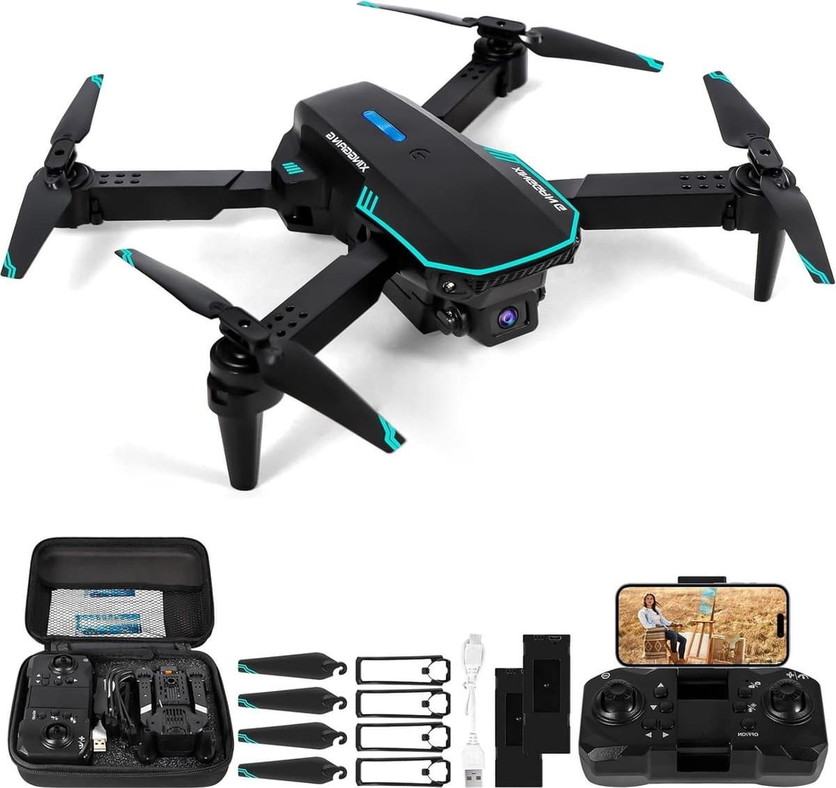 720p HD camera wifi FPV drone voor kinderen en beginners - met zwaartekrachtsensor - 3D flipmodus - hoogtehoudenmodus - headless modus - 2 batterijen
