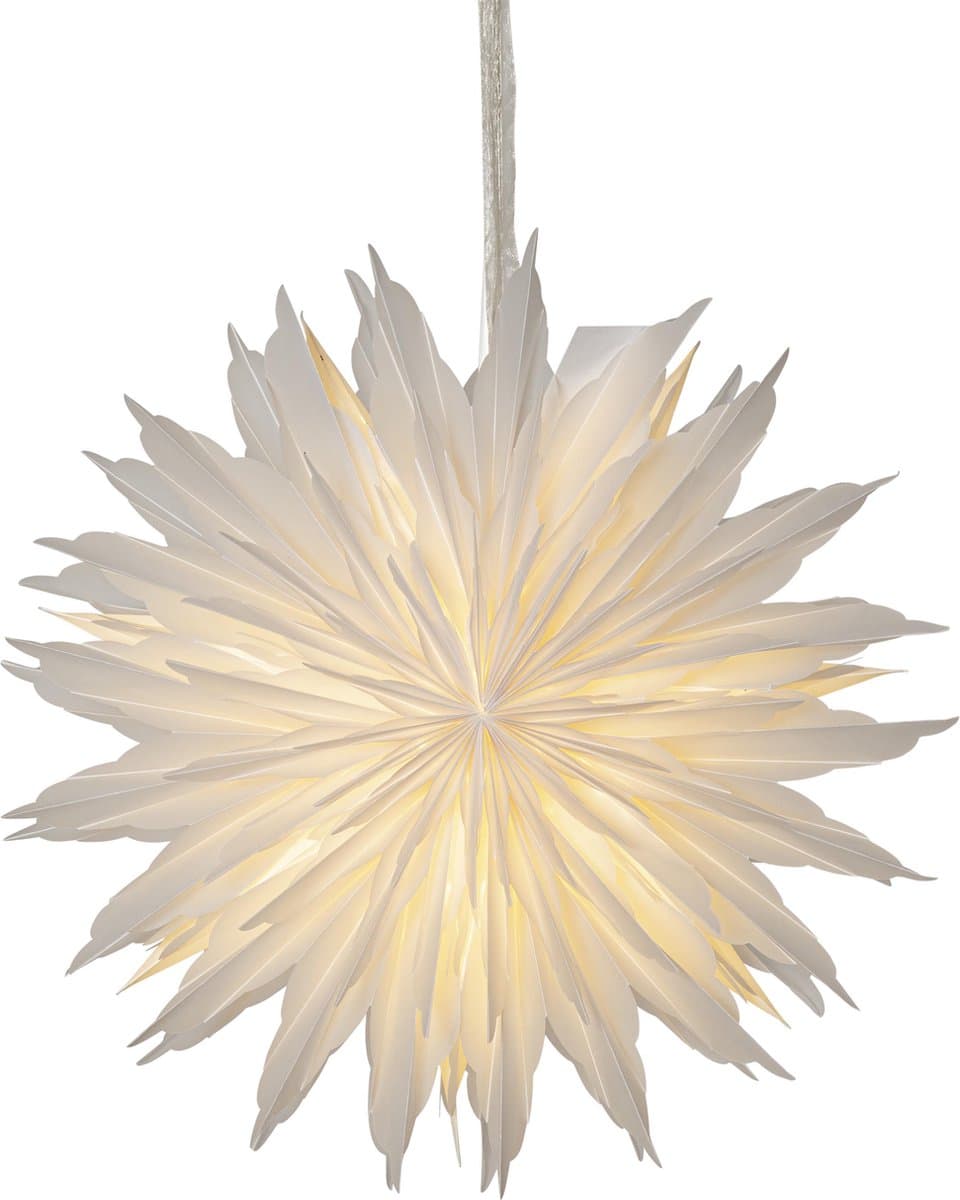 Star Trading papieren ster Dis, wit, met franje, kerstdecoratie, 40 cm
