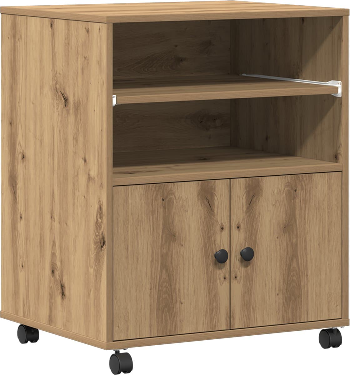 vidaXL - Printerstand - Artisan - Eiken - 60 - x - 48 - x - 74 - cm - Bewerkt - hout