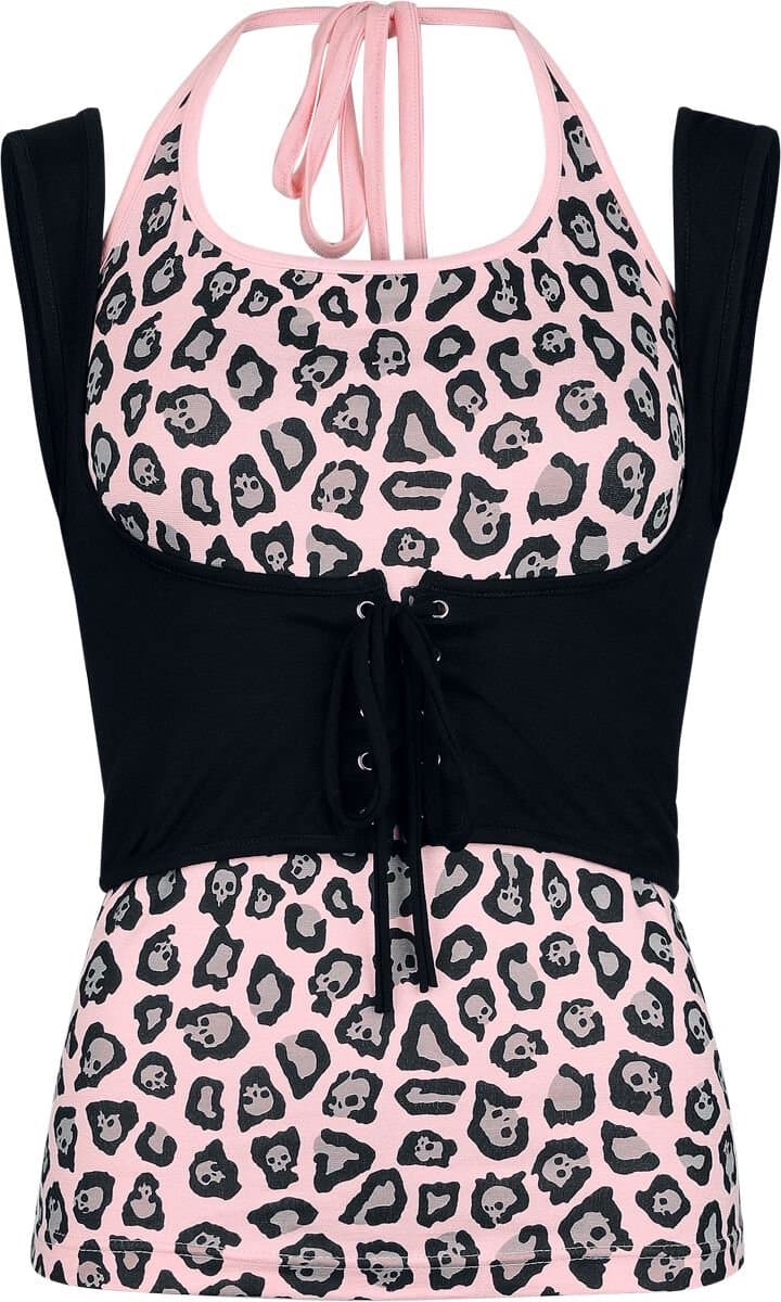 Rock Rebel by EMP Zwarte haltertop met doodshoofdpatroon - Dames - S