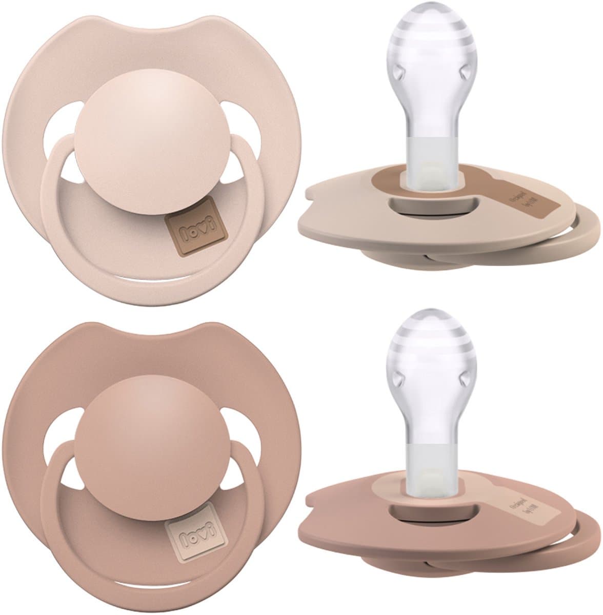 Difrax LOVI Dynamische Prime Fopspeen - 18+ Maanden - Beige&Bruin - 2 Stuks