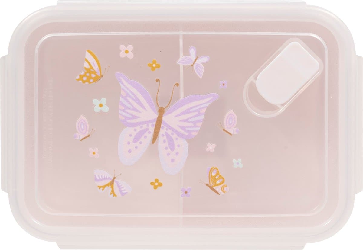 Atmosphera for Kids Vlinders Bentobox/Lunchbox/Brooddoos - 830ml - 19x13x7cm - Roze