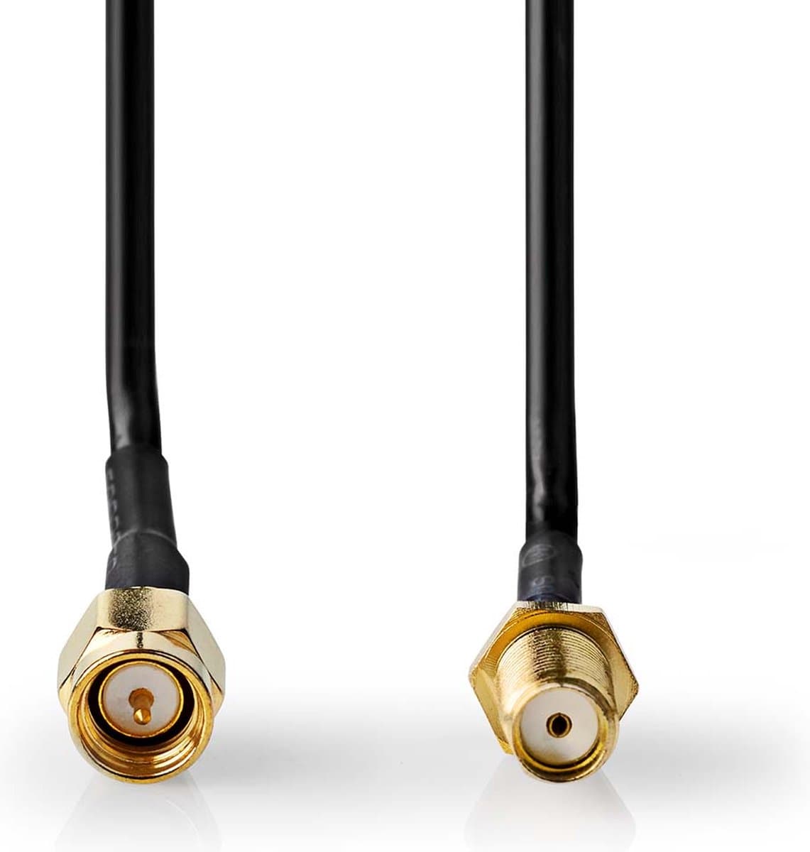 Nedis Antennekabel - SMA Male - SMA Female - Verguld - 50 Ohm - Enkelvoudig Afgeschermd - 1.00 m - Rond - PVC - Zwart - Label
