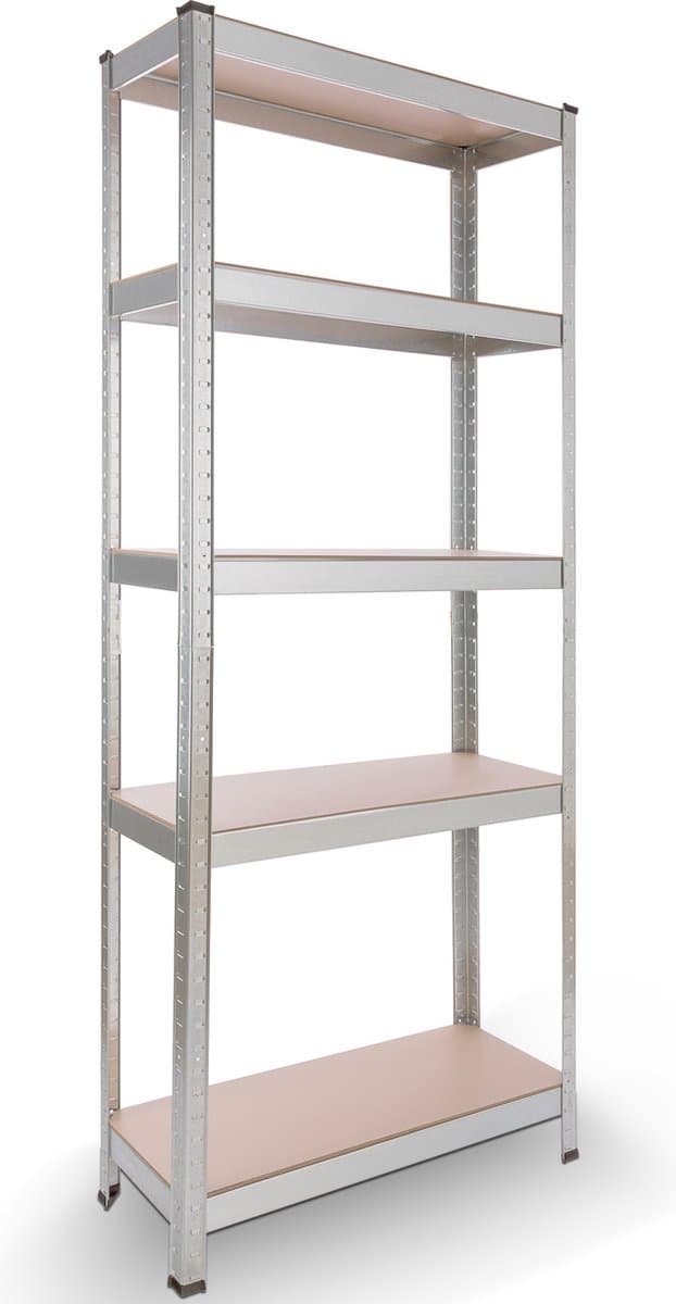 AREBOS Stellingkast - Opbergrek - 5 Planken - 350 kg Draagkracht - 180x75 x30 cm - Metaal/MDF - te gebruiken als werkbank