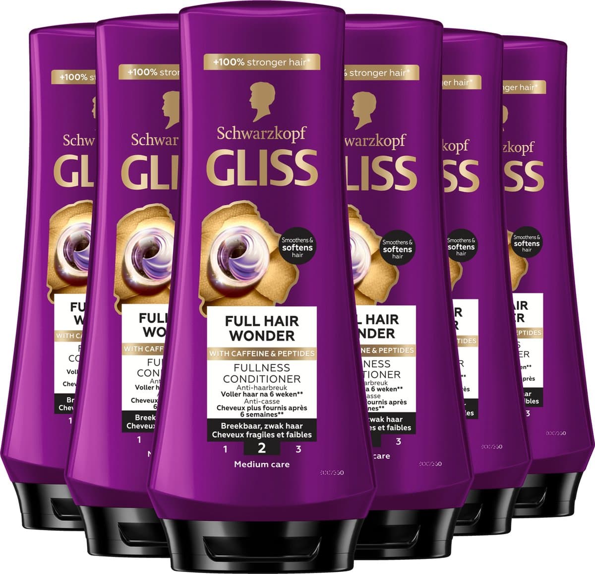 Gliss Full Hair Wonder - Haarverzorging - Conditioner - Voller Haar - Versterkt de Haarlengtes - Zwak en Breekbaar Haar - Voordeelverpakking - 6x 200 ml
