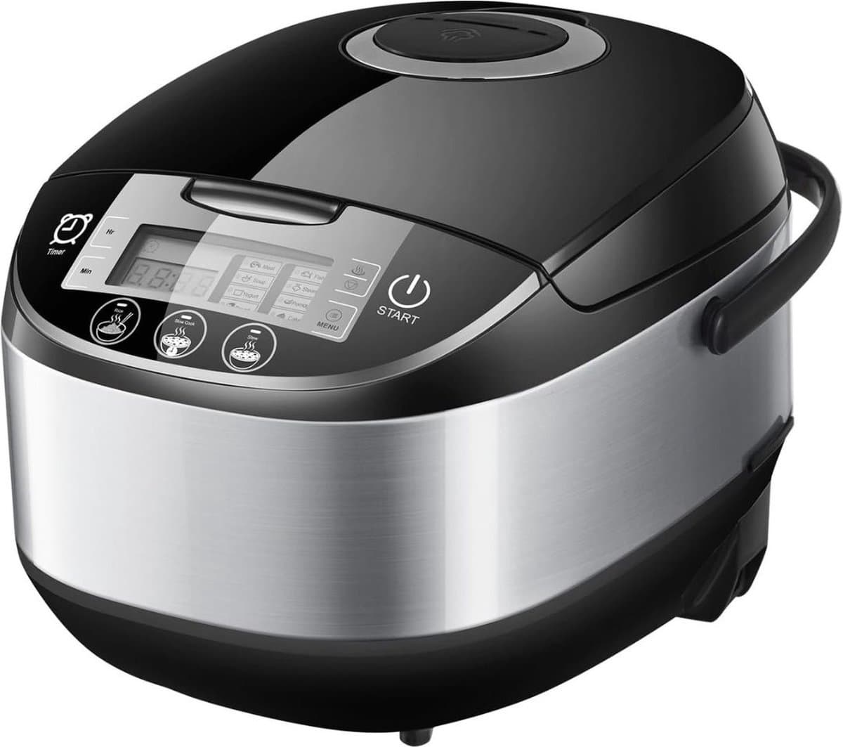MKSS® Slowcooker met Timer - Keramische Binnenpan - Hotpot - Zwart met Zilver