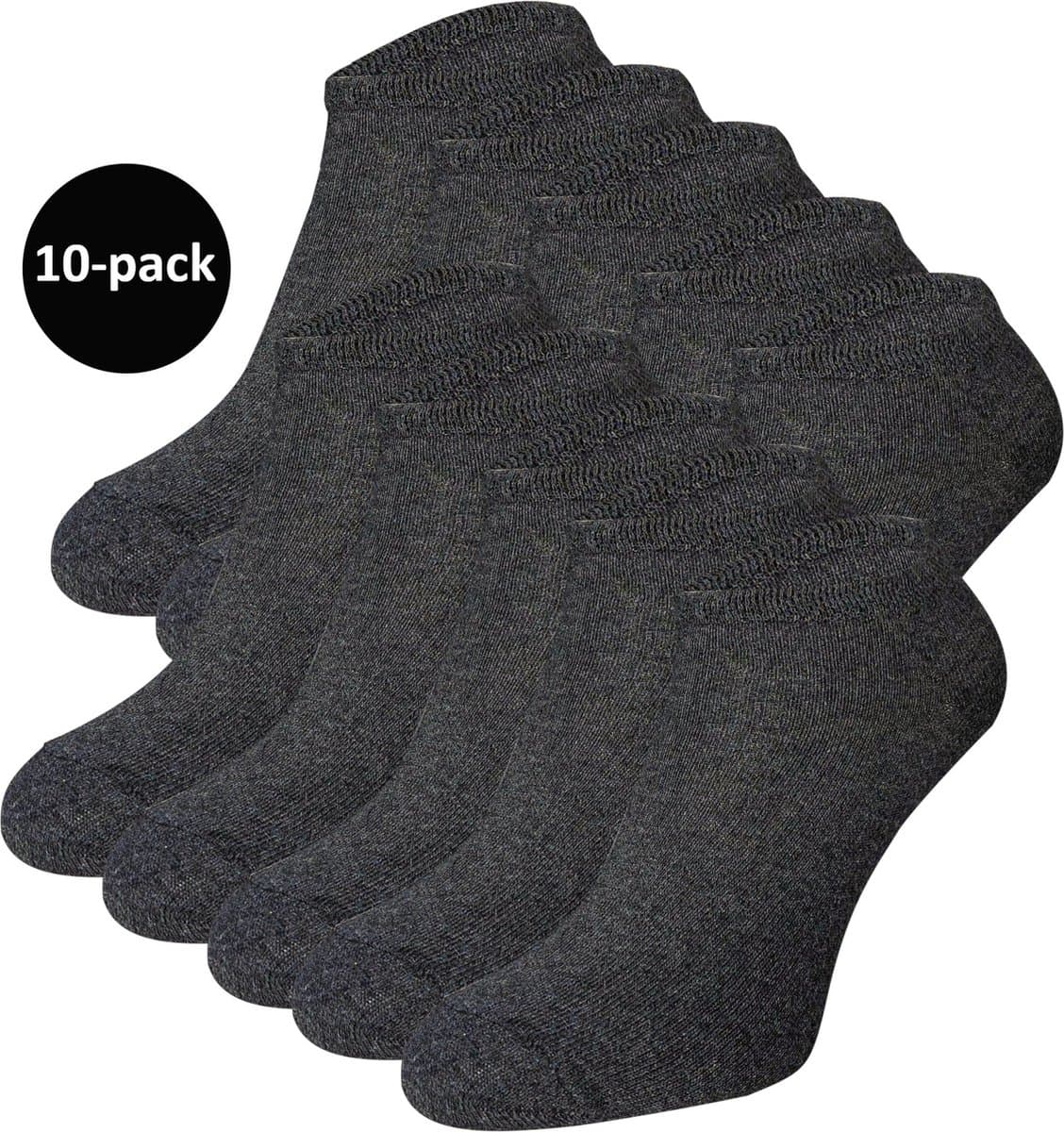 WeirdoSox enkelsokken Dames - 10-pack - Sneakersokken - Antraciet - Maat 39-42