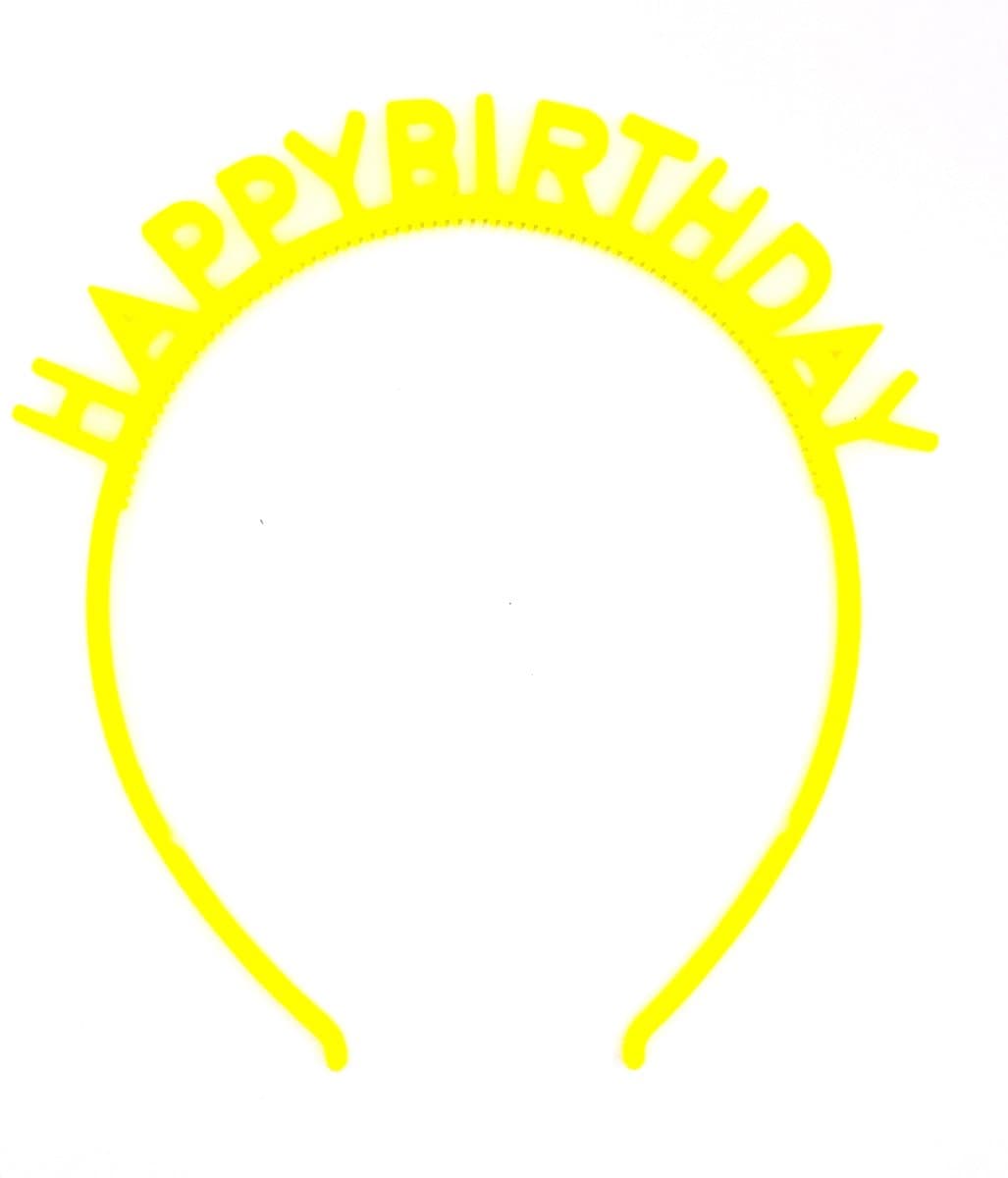 Diadeem happy birthday fel geel - kinderfeestje - verjaardag