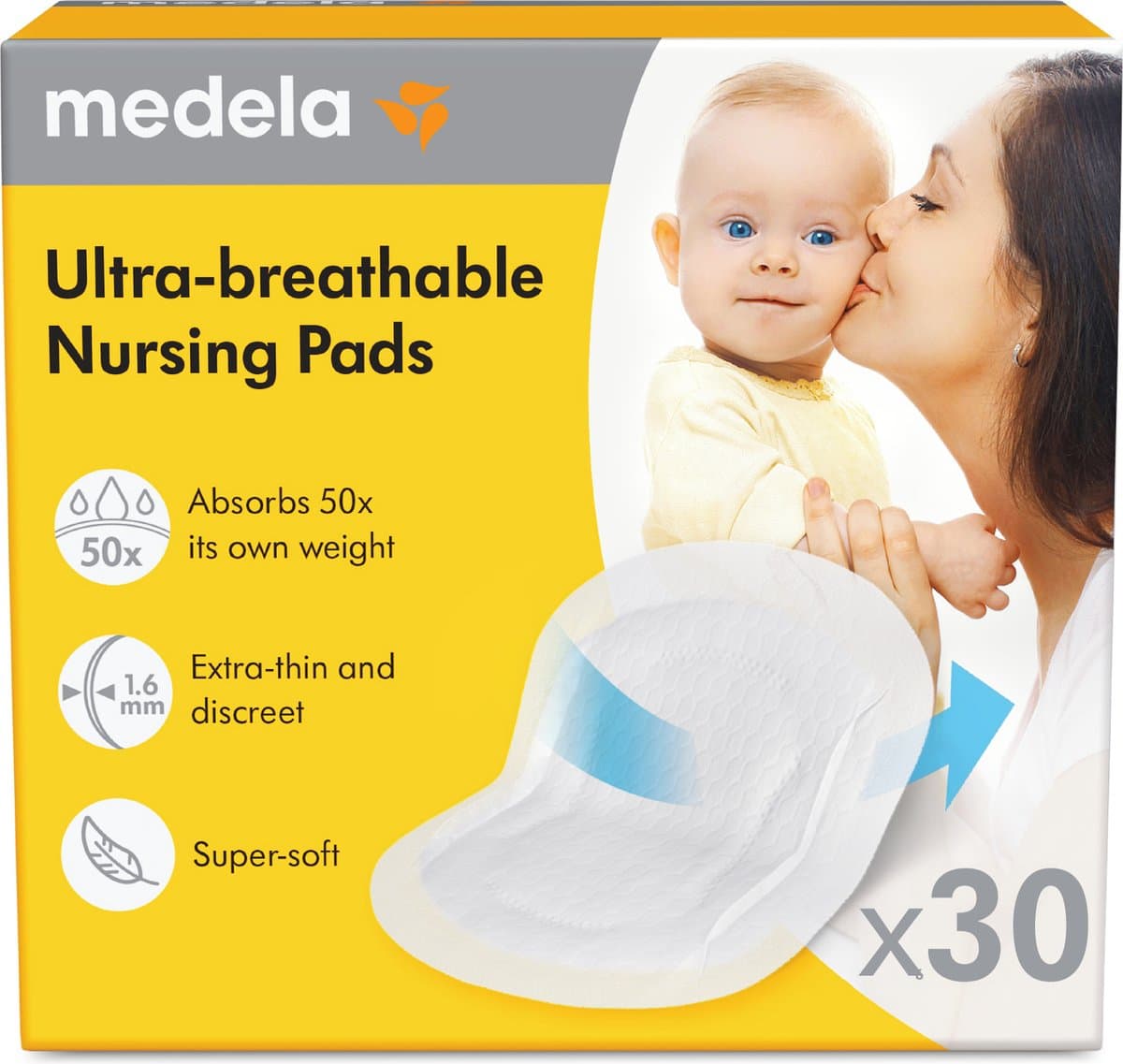 Medela Zoogcompressen Wegwerp - voor Borstvoeding - 30 stuks - Ultra-ademend - Comfortabel en Huidvriendelijk