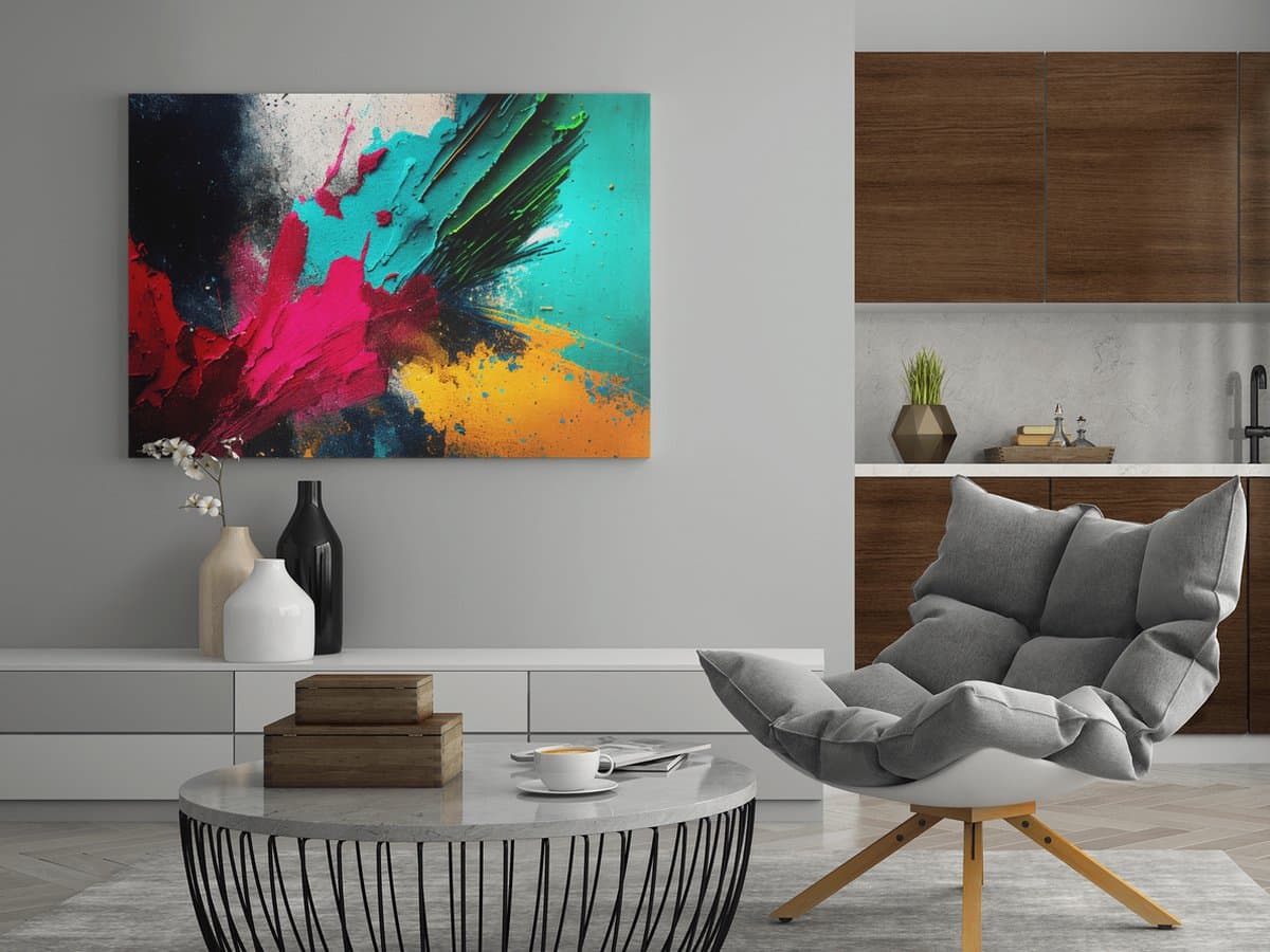 Canvas Schilderij - Kleurrijke Abstract - Wanddecoratie - 90x60x2 cm