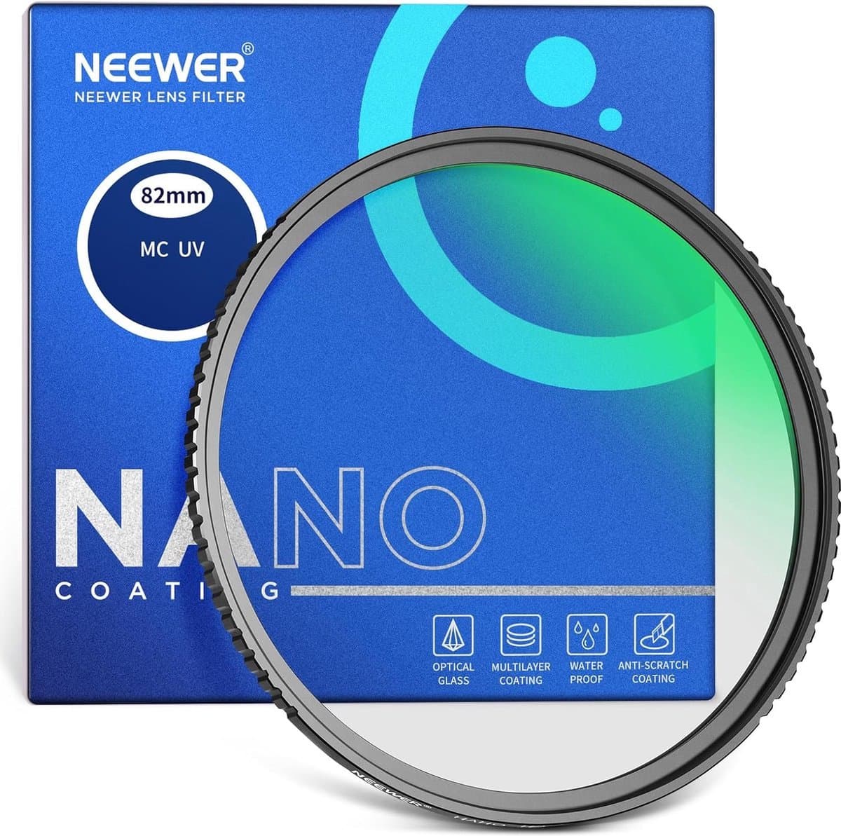 82 mm MC UV Beschermingsfilter - 24 Laag, Multi-Resistente Nano Coating, Optisch HD Glas, Waterafstotend Krasbestendig Ultrazacht Aluminiumlegering Frame - X01NSK559