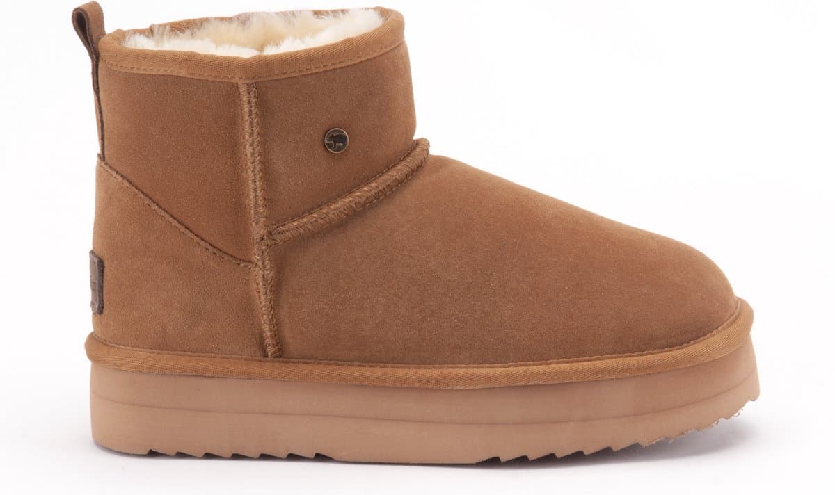 Warmbat Wallaby Suede boot Plateau Dames Laarzen - Cognac