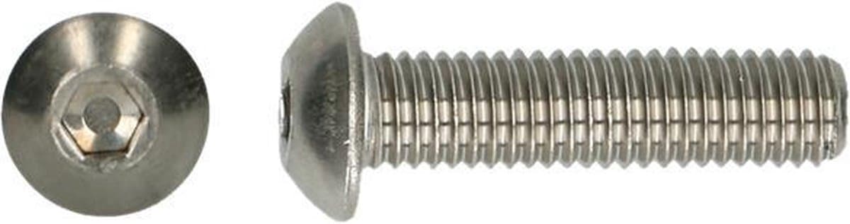 PGB -Laagbolkopschroef- binnenzeskant ISO 7380-1 Roestvaststaal (RVS) A2 M4X16 x 50 stuks