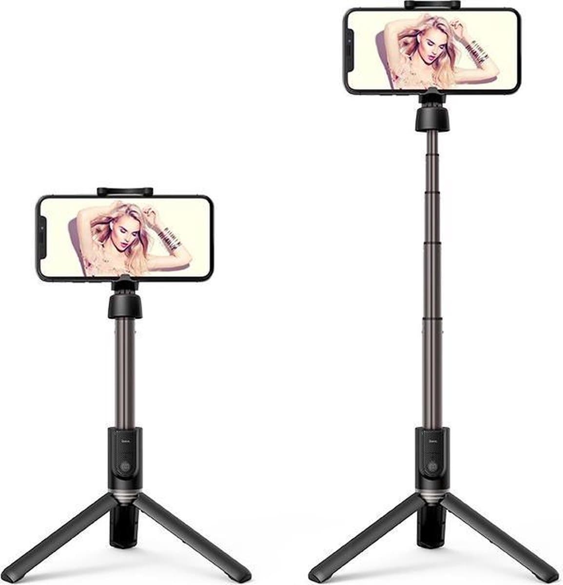 HOCO K11 Wireless Tripod - Draadloze Selfiestick - Uitschuifbare Selfie Standaard - Met Afstandsbediening - Zwart