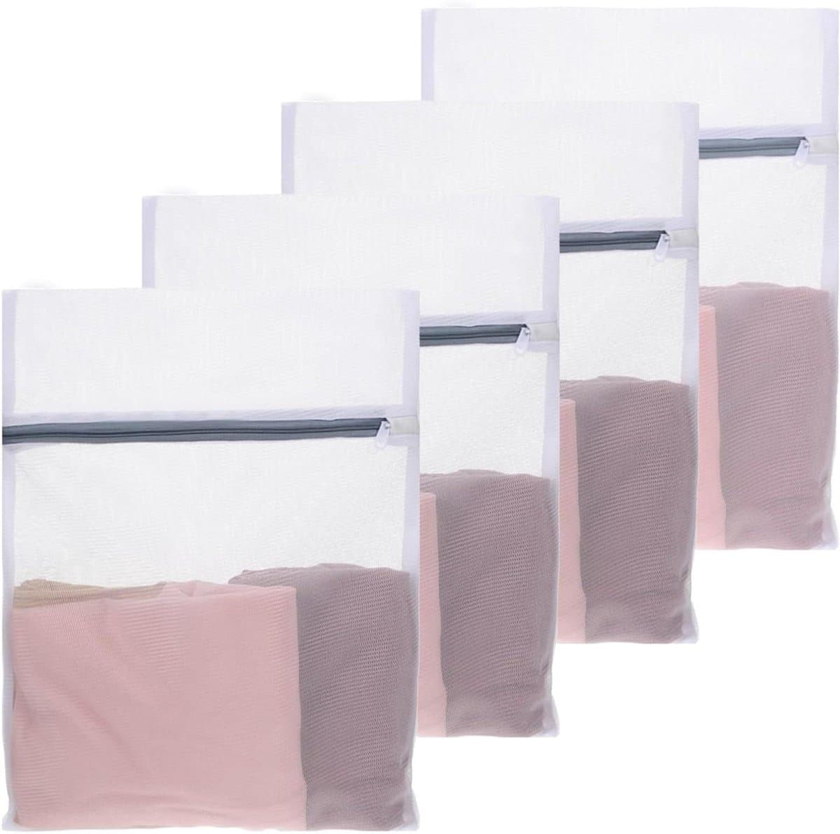 Allecto Plus - Set van 4 wasnetten voor de wasmachine - 30 x 40 cm - Waszak met ritssluiting - Mesh-waszakken voor fijne was - Blouse Kousen Ondergoed Bra-Lingerie - Wasgoed bescherming