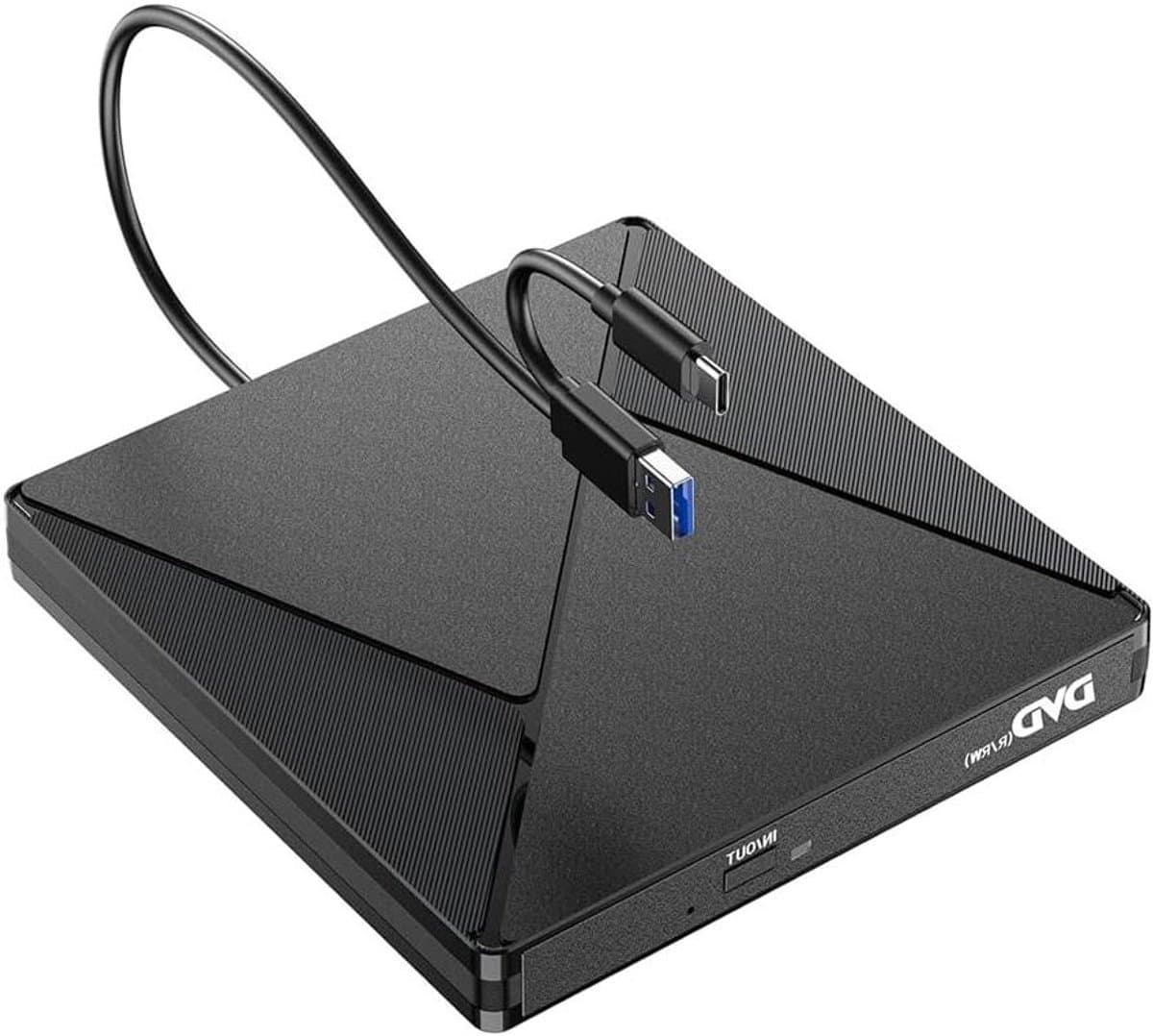 Externe CD/DVD-speler - Draagbare schijf - Bestanden Branden - USB 3.0 Type-C - 13 cm hoog - Zwart