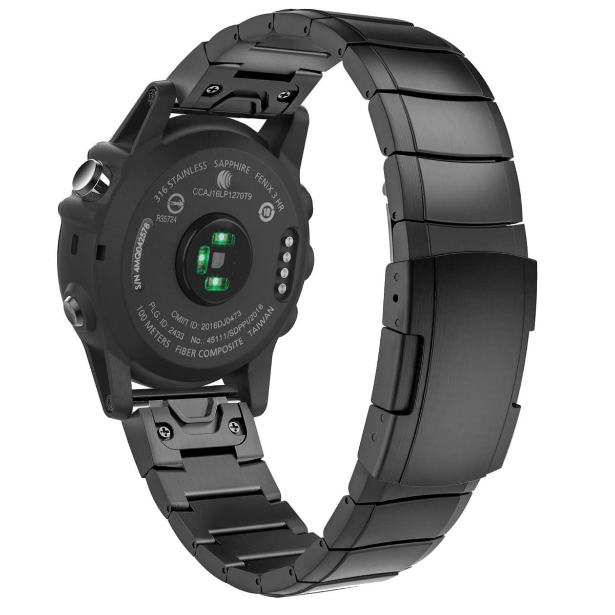Dailygoods - Armband - Roestvrijstalen horlogeband - 26 mm Quick Fit - Zwart - Duurzaam en stijlvol - Geschikt voor Garmin Fenix 7X/6X/5X/3/Enduro