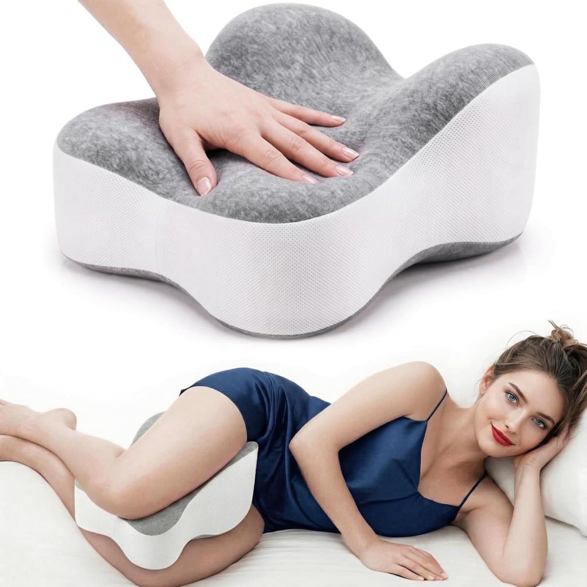 GELLDG Beinkussen - Ergonomisch Kniekussen voor Seitenschläfer - Verstelbaar en Anatomisch Ontworpen - Geschikt voor Ondersteuning van Dij en Knie - 35x25x13,5cm - Katoenen Wasbare Hoes