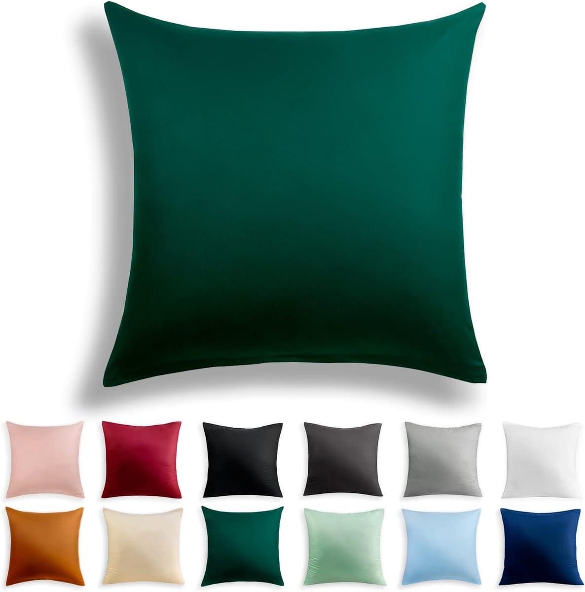 Katoenen Kussensloop - Kussensloop 40x40 - Slaapkamer Decoratie - YKK Ritssluiting - 40x40 cm - Bosgroen