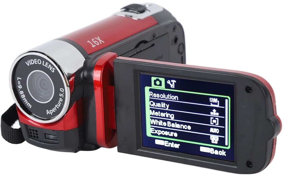 Allecto - Digitale Videocamera - 1080P HD - Draaibaar scherm - Rood - 16MP Fotografie - Ideaal voor vloggers - Compact ontwerp